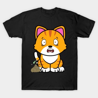 Funny orange cat smells stinky poo poo T-Shirt